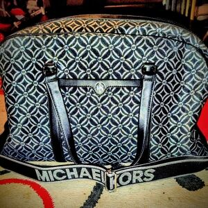 Michael Kors Black and Gray Patterned Duffel Bag